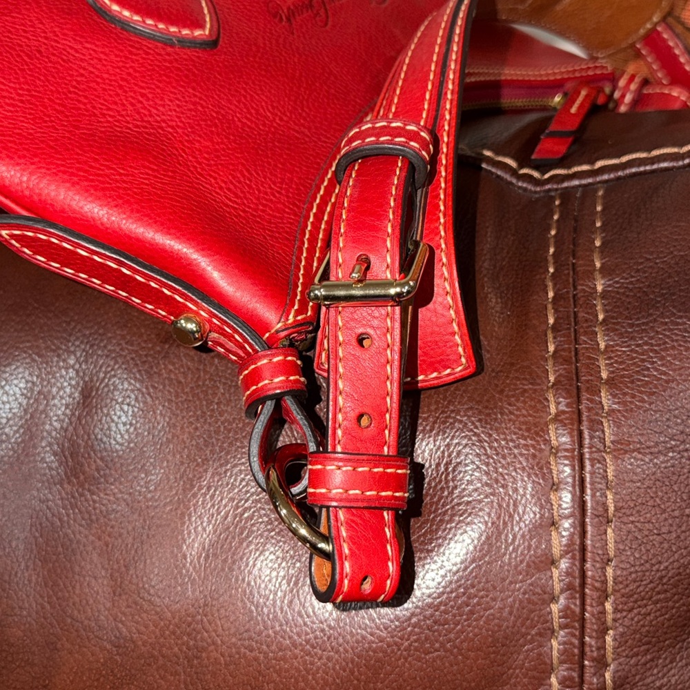 ‼️Dooney & Bourke Red Florentine Leather Small Lucy Hobo Shoulder Bag - Picture 12 of 14
